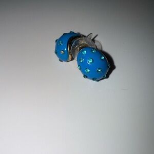Unique Blue Stud Earrings with Crystal Accents